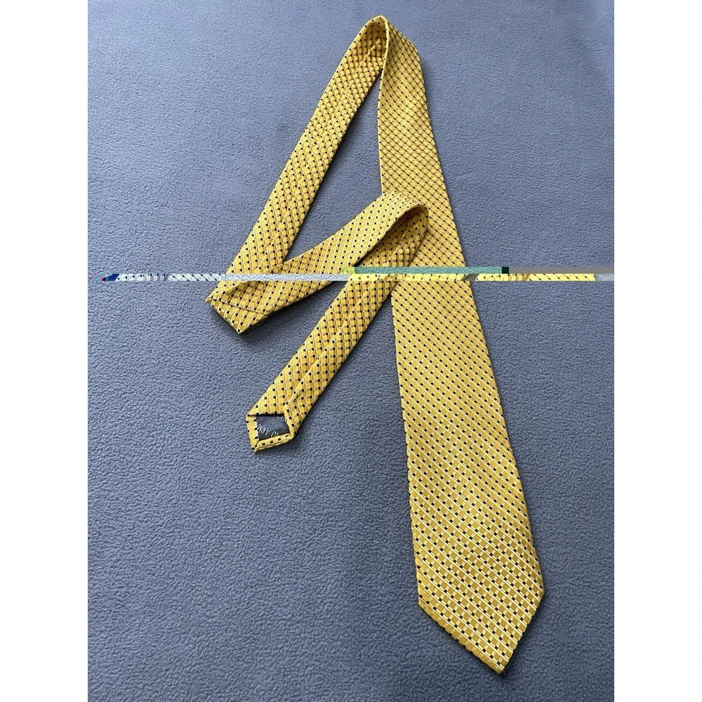 Giorgio Armani Silk Tie Gold/ Yellow Blue Geometric Diamond Hand Made In Italy